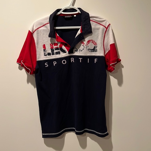 Navy and red Le Coq Sportif golf shirt - Picture 1 of 7